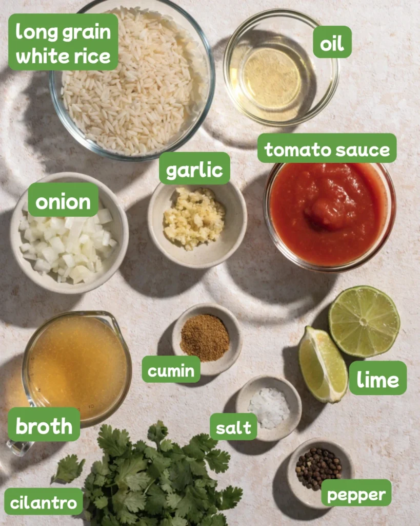 Ingredients for authentic mexican rice