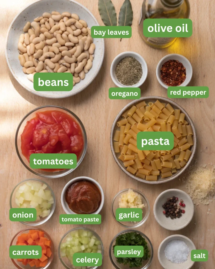 Ingredient layout for the best italian soup dinner