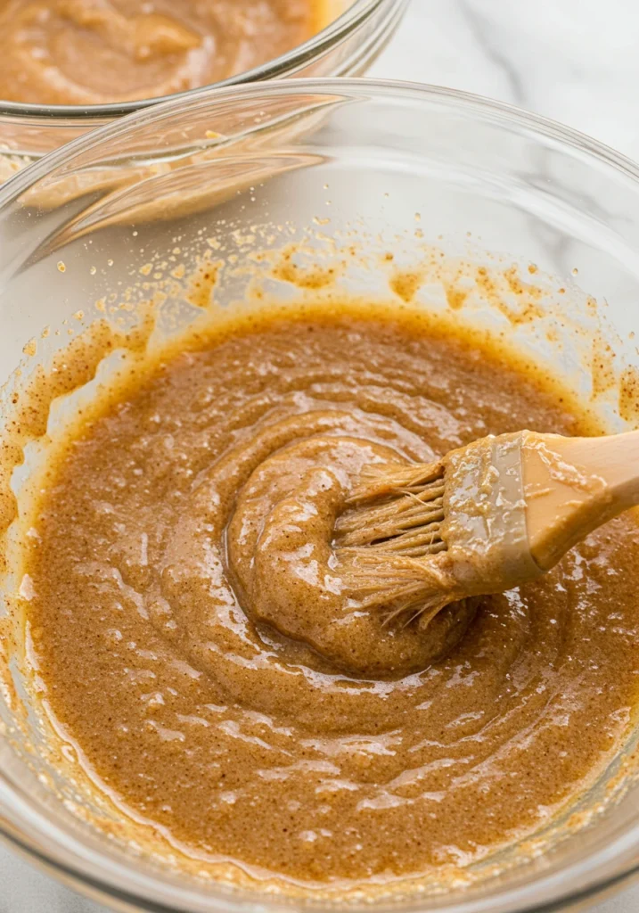 Cinnamon sugar butter mixture brushed on top of sopapilla cheesecake before baking