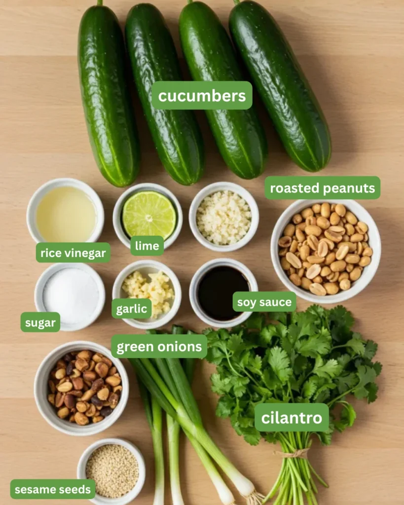 Ingredients for the best thai cucumber salad recipe