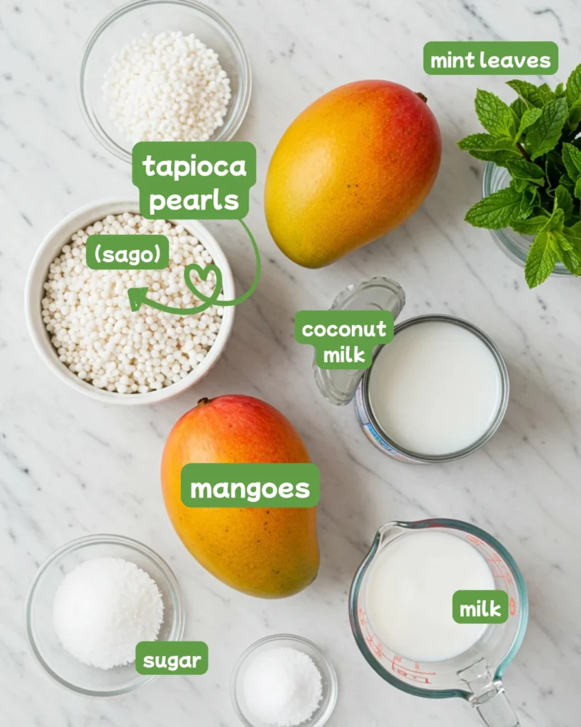 ingredients for the best mango sago recipe
