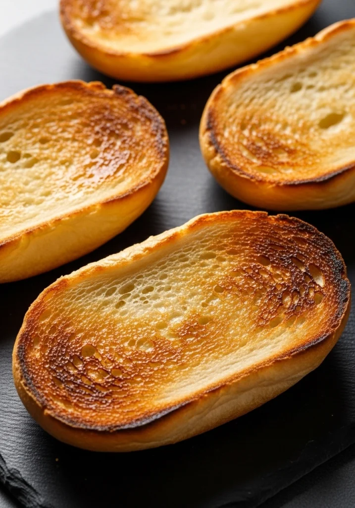 Golden toasted hoagie rolls with butter showing crispy texture ready for cheesesteak filling