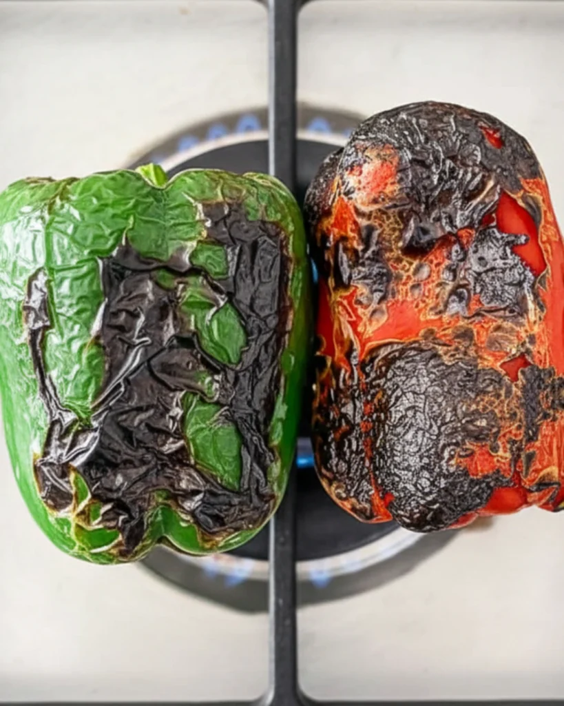Roasted green pepper and red pepper