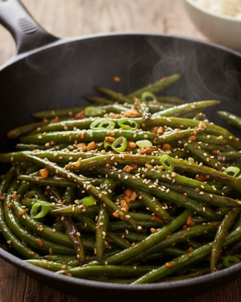 Serving of the best chinese garlic green beans