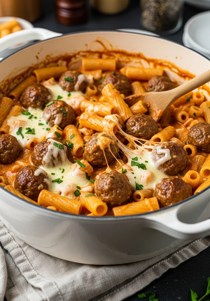 creamy one pot sausage meatball pasta recipe