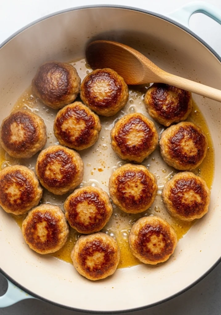 browned sausage meatballs