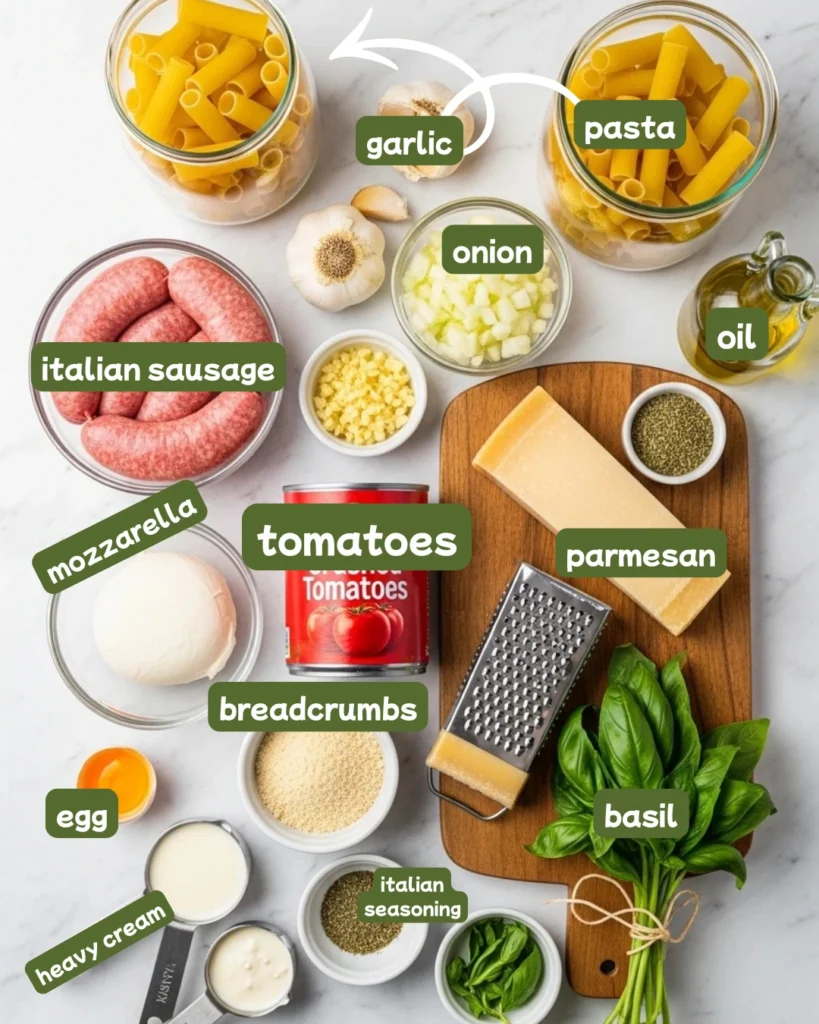 ingredients for sausage meatballs pasta