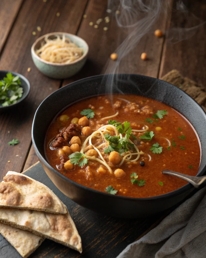 serving suggestion of the best moroccan harira soup recipe