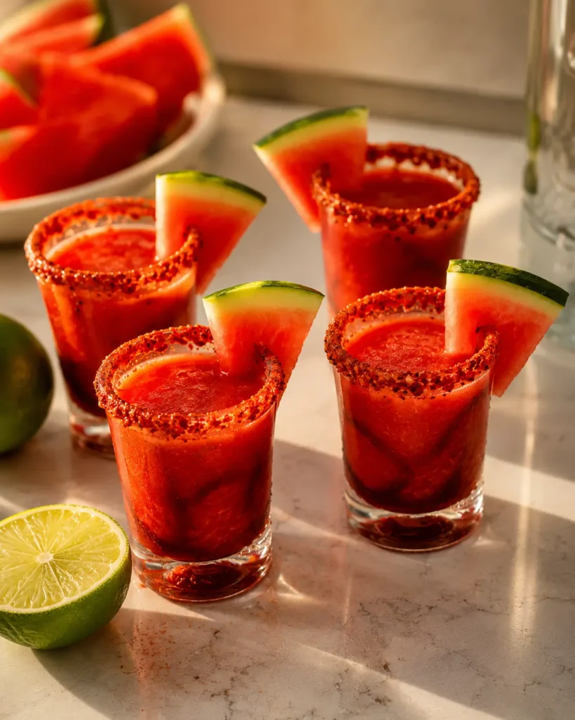 Virgin Mexican candy shot recipe served in shot glasses